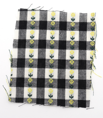 【25SS-318】ストライプ小花柄刺繍先染めギンガムチェック　/0.5ｙあたり=～630円