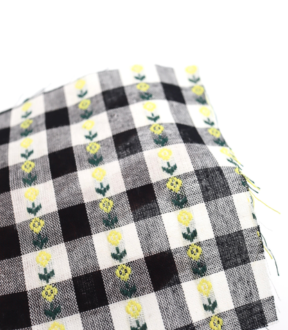 【25SS-318】ストライプ小花柄刺繍先染めギンガムチェック　/0.5ｙあたり=～630円