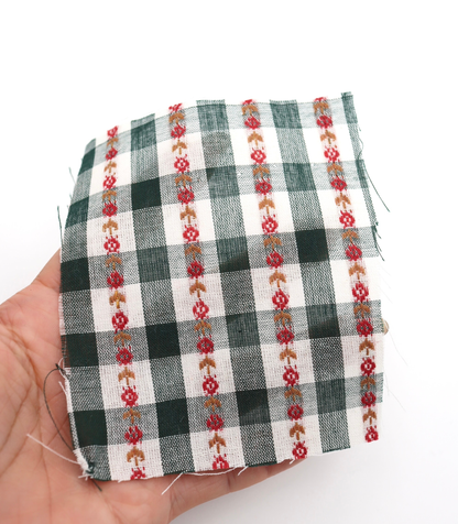 【25SS-318】ストライプ小花柄刺繍先染めギンガムチェック　/0.5ｙあたり=～630円