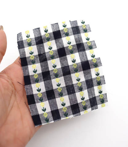 【25SS-318】ストライプ小花柄刺繍先染めギンガムチェック　/0.5ｙあたり=～630円