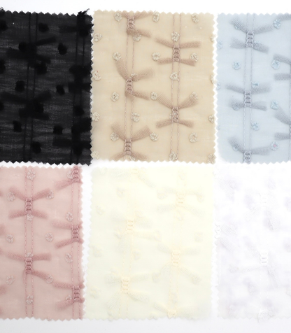 【25SS-147】チュールリボン付きカットドビードットローン　/0.5ｙあたり = ～995円