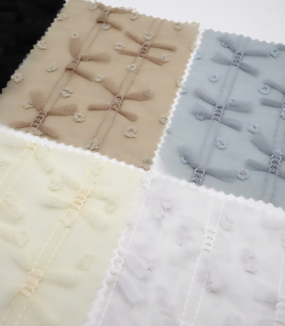 【25SS-147】チュールリボン付きカットドビードットローン　/0.5ｙあたり = ～995円