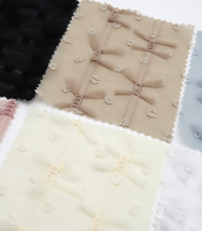 【25SS-147】チュールリボン付きカットドビードットローン　/0.5ｙあたり = ～995円