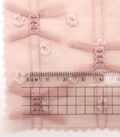 【25SS-147】チュールリボン付きカットドビードットローン　/0.5ｙあたり = ～995円