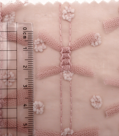 【25SS-147】チュールリボン付きカットドビードットローン　/0.5ｙあたり = ～995円