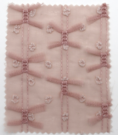 【25SS-147】チュールリボン付きカットドビードットローン　/0.5ｙあたり = ～995円