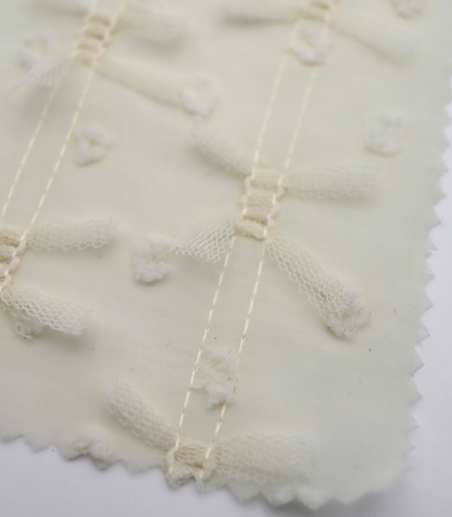 【25SS-147】チュールリボン付きカットドビードットローン　/0.5ｙあたり = ～995円