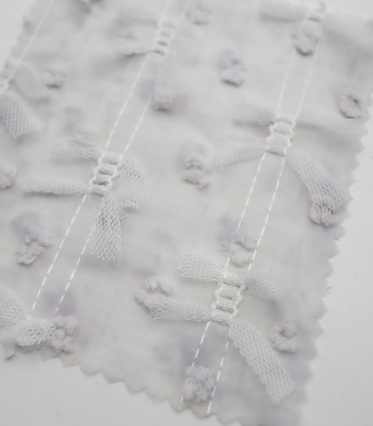 【25SS-147】チュールリボン付きカットドビードットローン　/0.5ｙあたり = ～995円