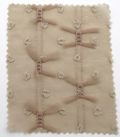 【25SS-147】チュールリボン付きカットドビードットローン　/0.5ｙあたり = ～995円