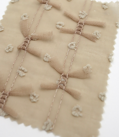 【25SS-147】チュールリボン付きカットドビードットローン　/0.5ｙあたり = ～995円