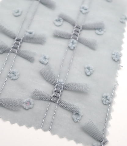 【25SS-147】チュールリボン付きカットドビードットローン　/0.5ｙあたり = ～995円