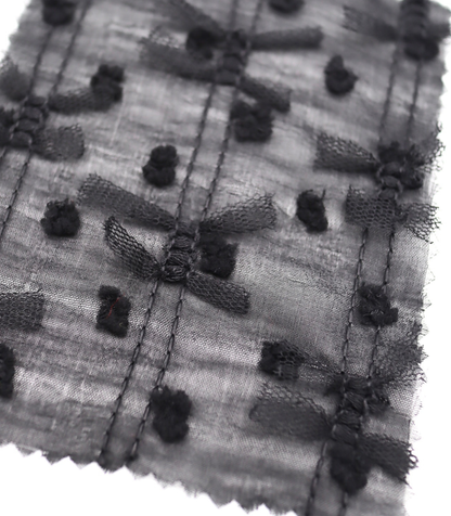 【25SS-147】チュールリボン付きカットドビードットローン　/0.5ｙあたり = ～995円