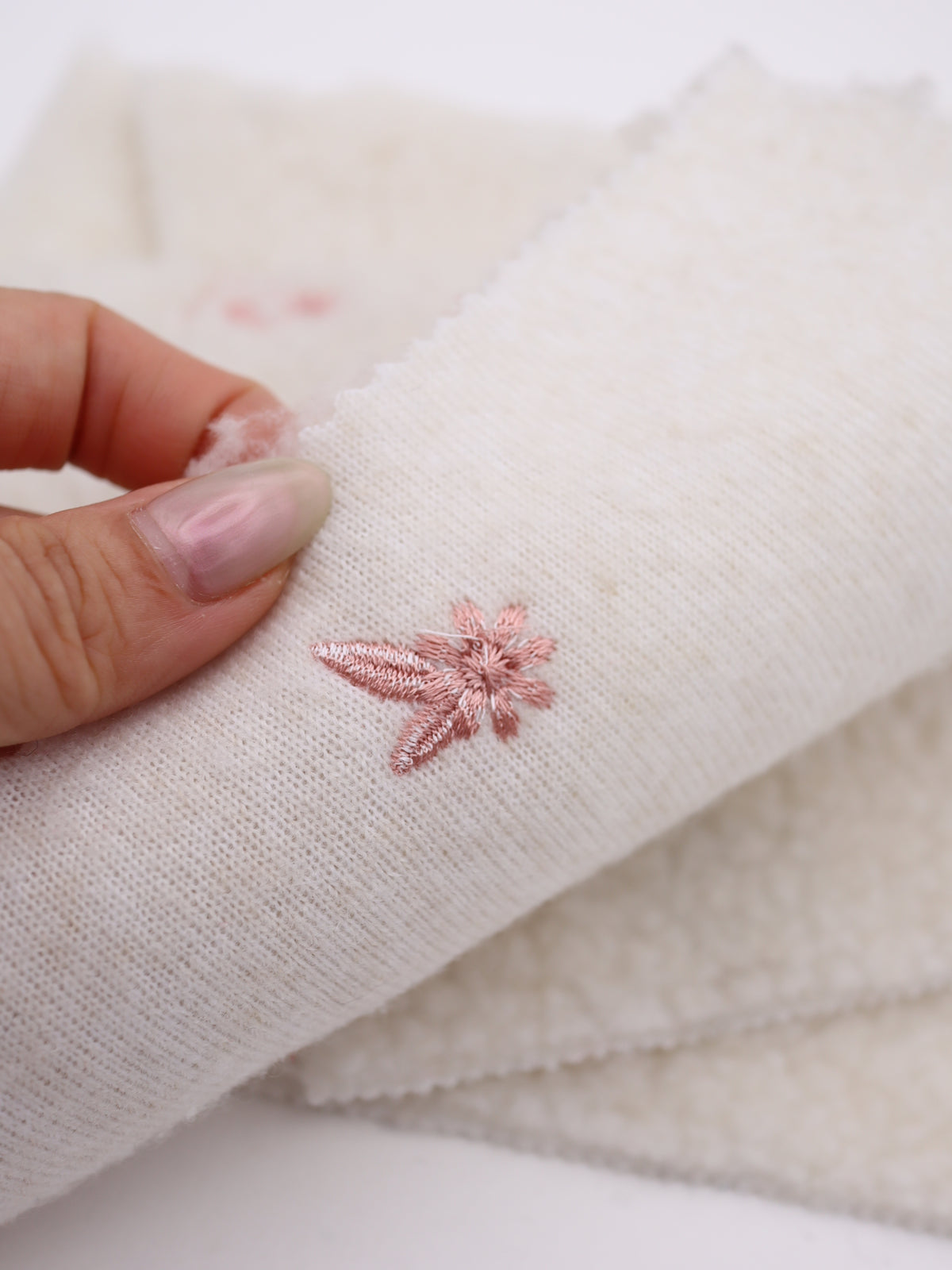 フラワー刺繍入りボア生地｜【生地幅】約147センチ 【混率】ポリエステル85%アクリル15％｜ドッグウェア・KIDSウエア・冬用アウター・冬雑貨向け｜26AW-350
