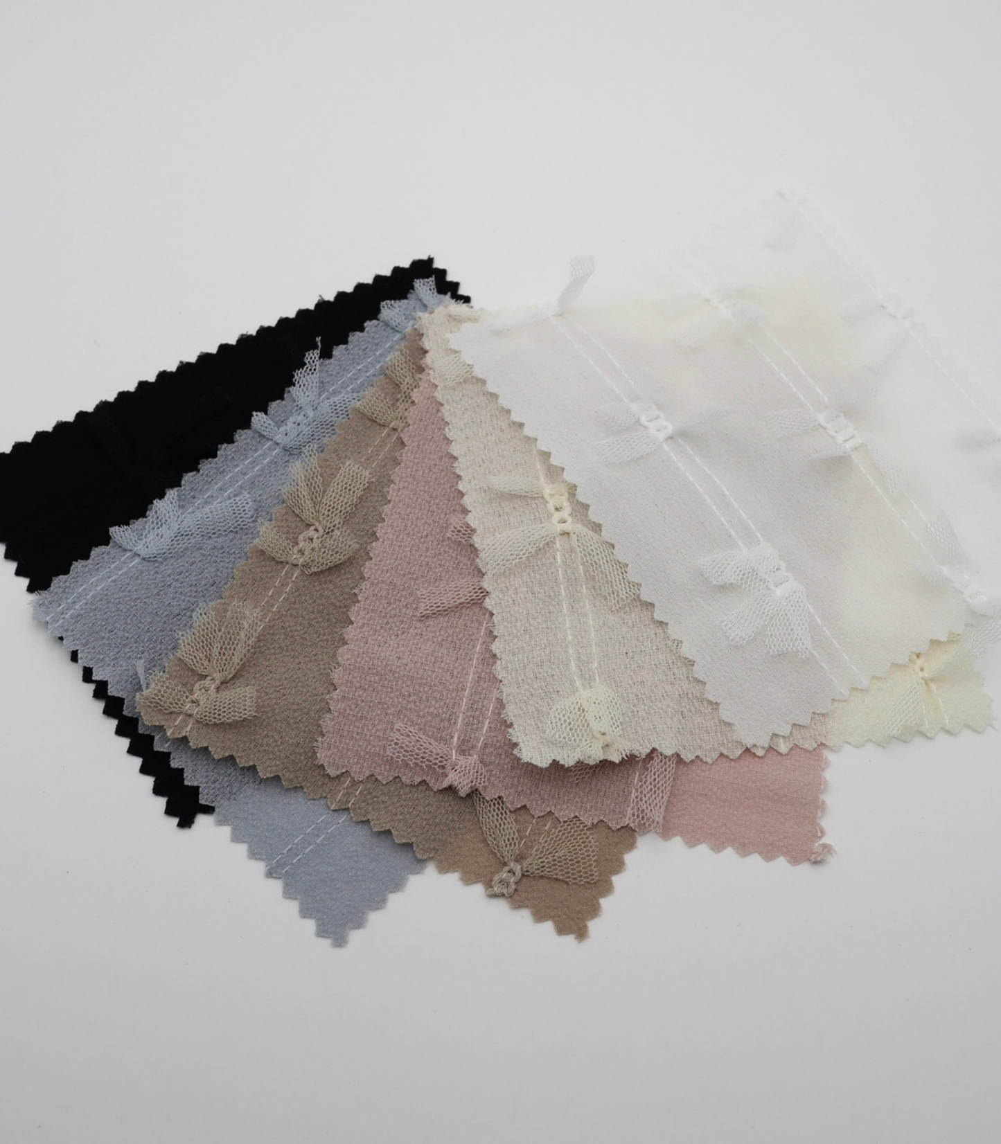 【25SS-144】チュールリボン付きストライプステッチシフォンジョーゼット　/0.5ｙあたり = ～1000円