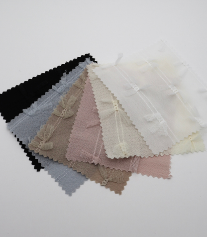 【25SS-144】チュールリボン付きストライプステッチシフォンジョーゼット　/0.5ｙあたり = ～1000円