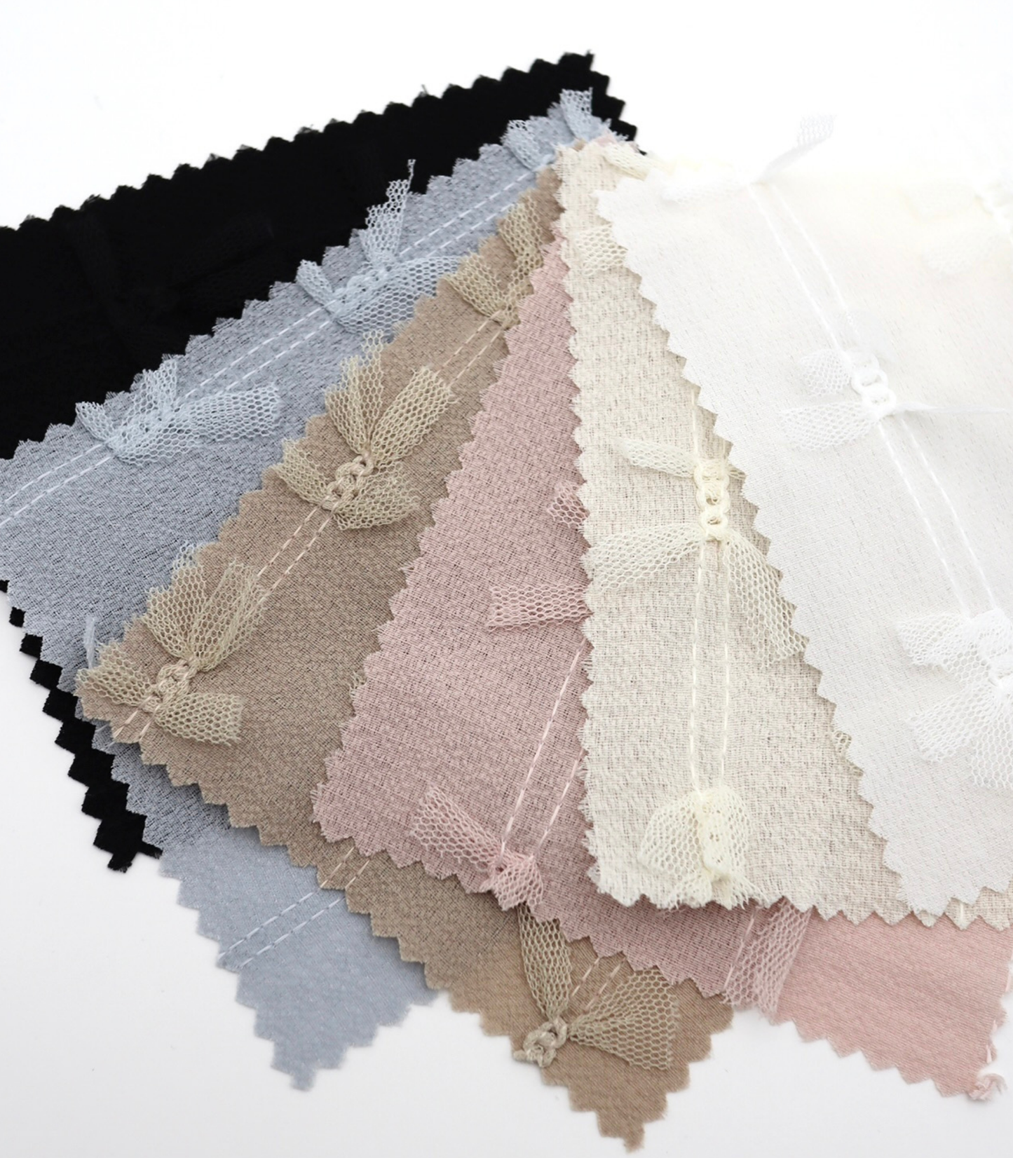 【25SS-144】チュールリボン付きストライプステッチシフォンジョーゼット　/0.5ｙあたり = ～1000円