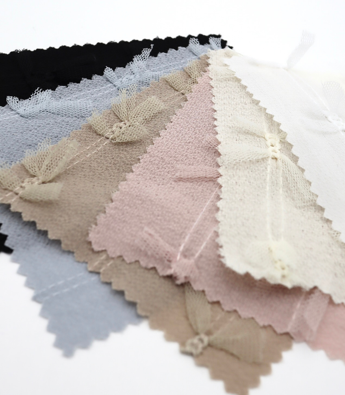 【25SS-144】チュールリボン付きストライプステッチシフォンジョーゼット　/0.5ｙあたり = ～1000円