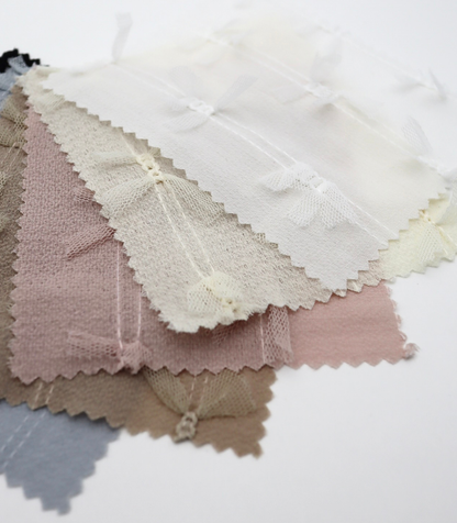 【25SS-144】チュールリボン付きストライプステッチシフォンジョーゼット　/0.5ｙあたり = ～1000円