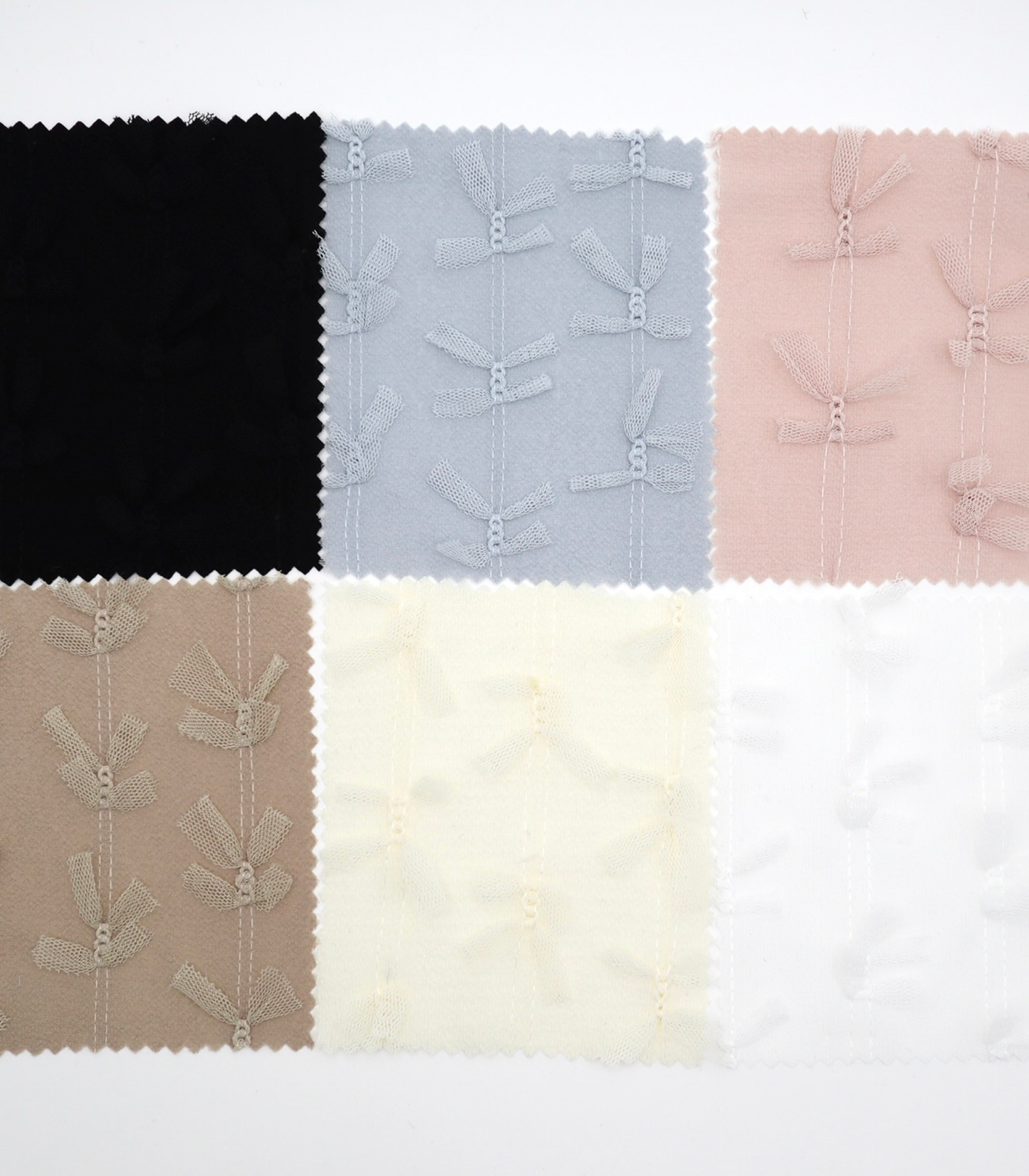 【25SS-144】チュールリボン付きストライプステッチシフォンジョーゼット　/0.5ｙあたり = ～1000円