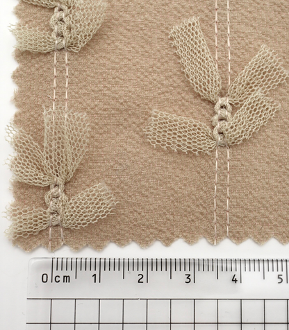 【25SS-144】チュールリボン付きストライプステッチシフォンジョーゼット　/0.5ｙあたり = ～1000円