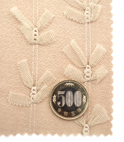 【25SS-144】チュールリボン付きストライプステッチシフォンジョーゼット　/0.5ｙあたり = ～1000円