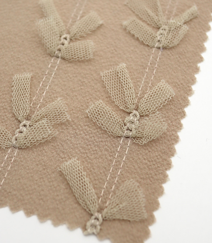 【25SS-144】チュールリボン付きストライプステッチシフォンジョーゼット　/0.5ｙあたり = ～1000円