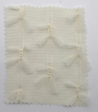 【25SS-144】チュールリボン付きストライプステッチシフォンジョーゼット　/0.5ｙあたり = ～1000円