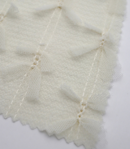 【25SS-144】チュールリボン付きストライプステッチシフォンジョーゼット　/0.5ｙあたり = ～1000円