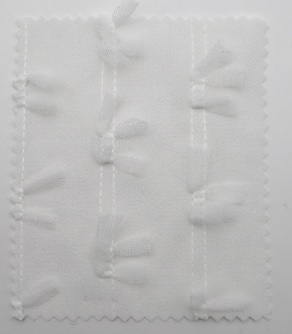 【25SS-144】チュールリボン付きストライプステッチシフォンジョーゼット　/0.5ｙあたり = ～1000円