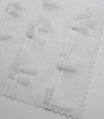 【25SS-144】チュールリボン付きストライプステッチシフォンジョーゼット　/0.5ｙあたり = ～1000円