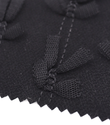 【25SS-144】チュールリボン付きストライプステッチシフォンジョーゼット　/0.5ｙあたり = ～1000円