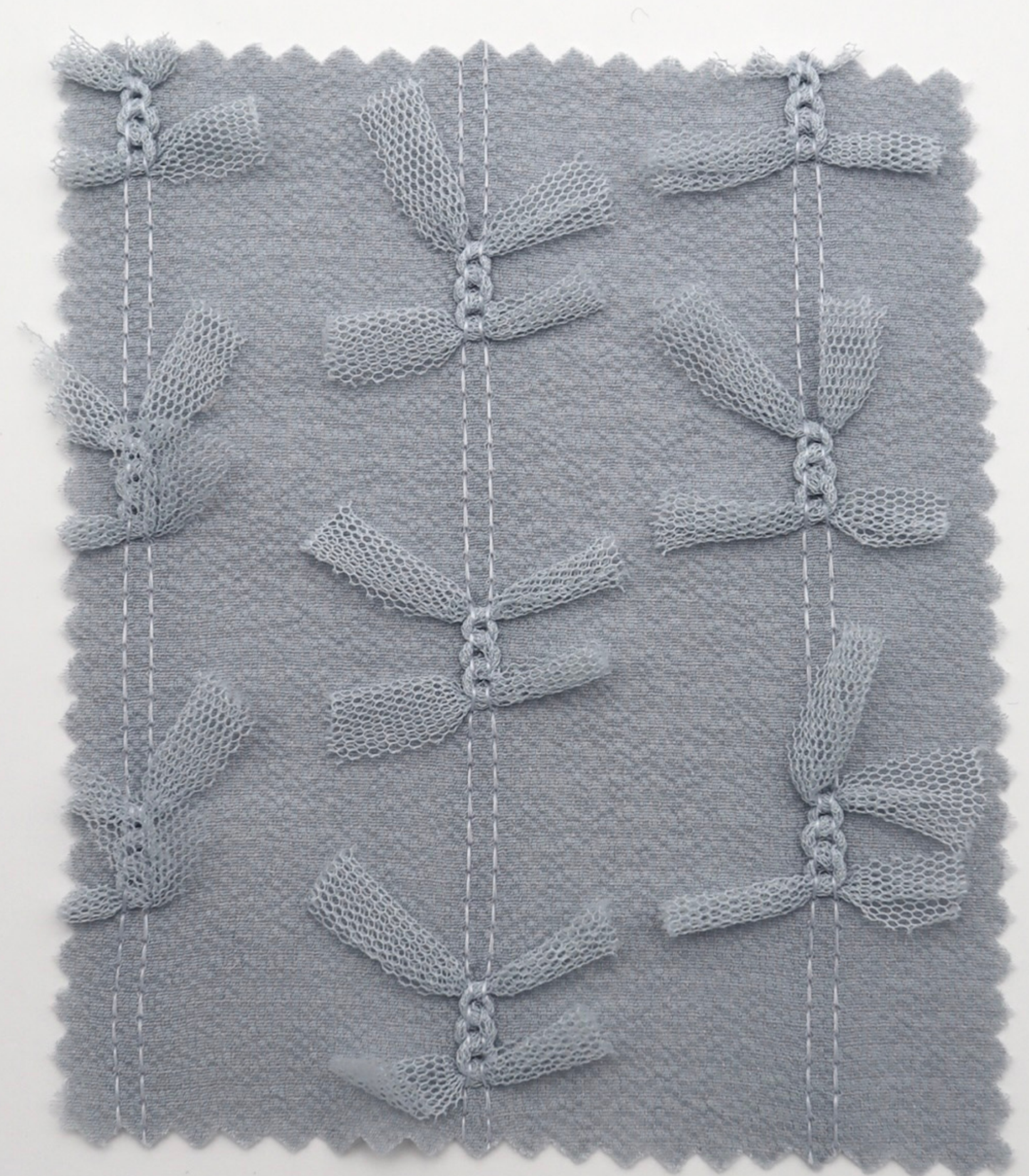 【25SS-144】チュールリボン付きストライプステッチシフォンジョーゼット　/0.5ｙあたり = ～1000円