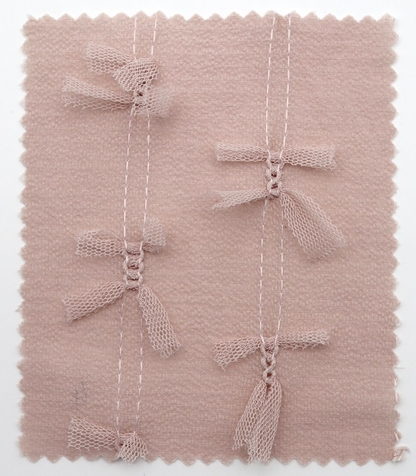 【25SS-144】チュールリボン付きストライプステッチシフォンジョーゼット　/0.5ｙあたり = ～1000円