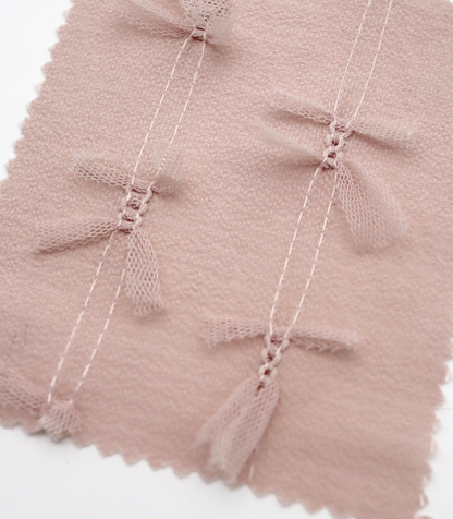 【25SS-144】チュールリボン付きストライプステッチシフォンジョーゼット　/0.5ｙあたり = ～1000円