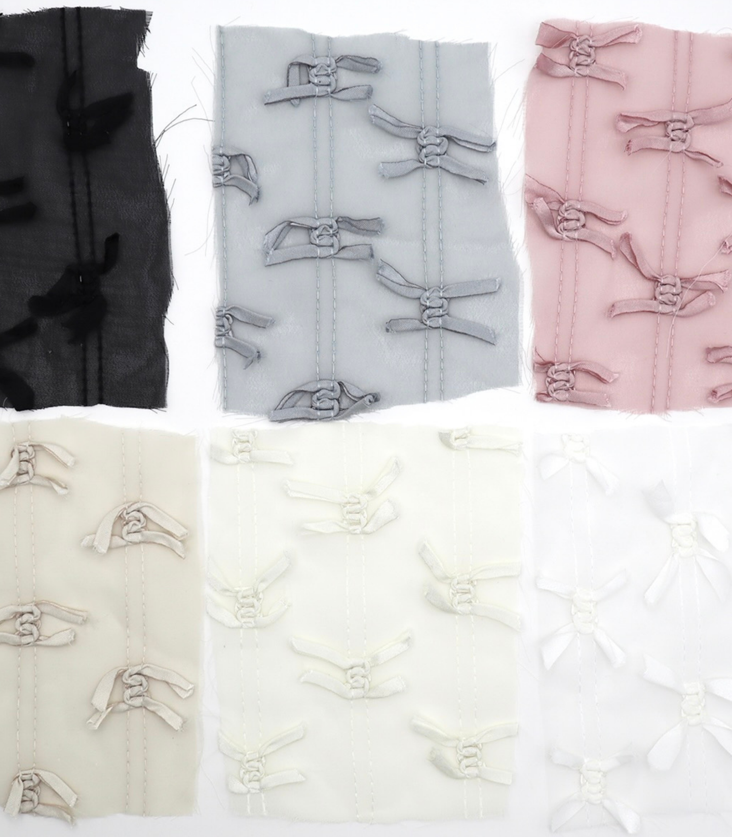 【25SS-143】サテンリボン付きストライプステッチシフォン　/0.5ｙあたり = ～1020円