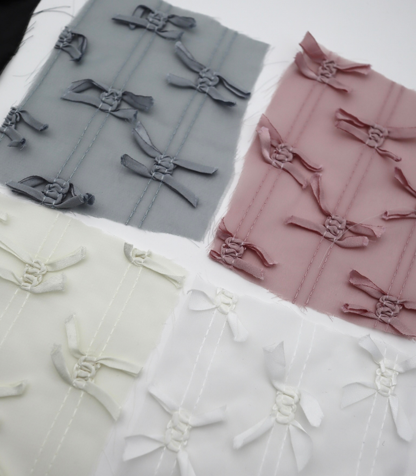 【25SS-143】サテンリボン付きストライプステッチシフォン　/0.5ｙあたり = ～1020円