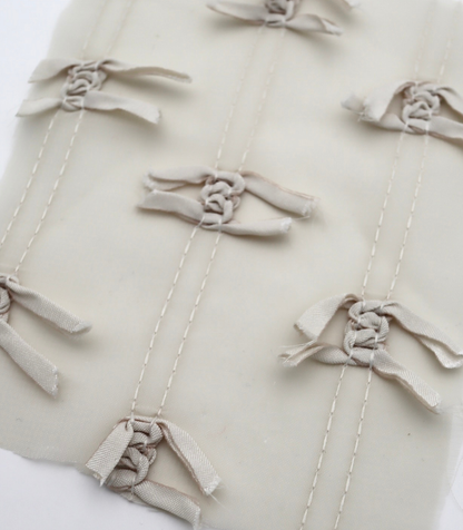 【25SS-143】サテンリボン付きストライプステッチシフォン　/0.5ｙあたり = ～1020円