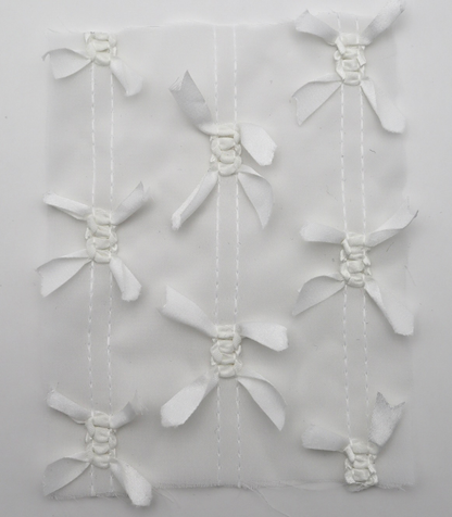 【25SS-143】サテンリボン付きストライプステッチシフォン　/0.5ｙあたり = ～1020円