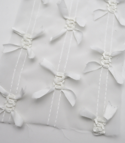 【25SS-143】サテンリボン付きストライプステッチシフォン　/0.5ｙあたり = ～1020円