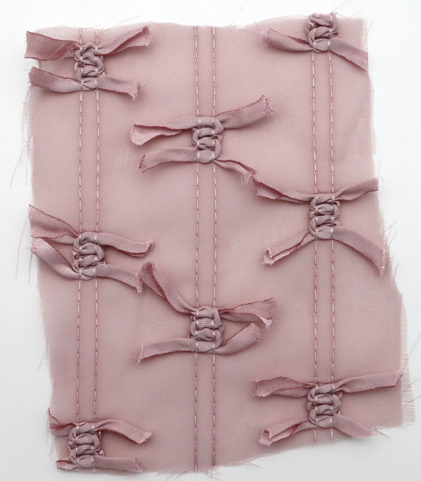 【25SS-143】サテンリボン付きストライプステッチシフォン　/0.5ｙあたり = ～1020円