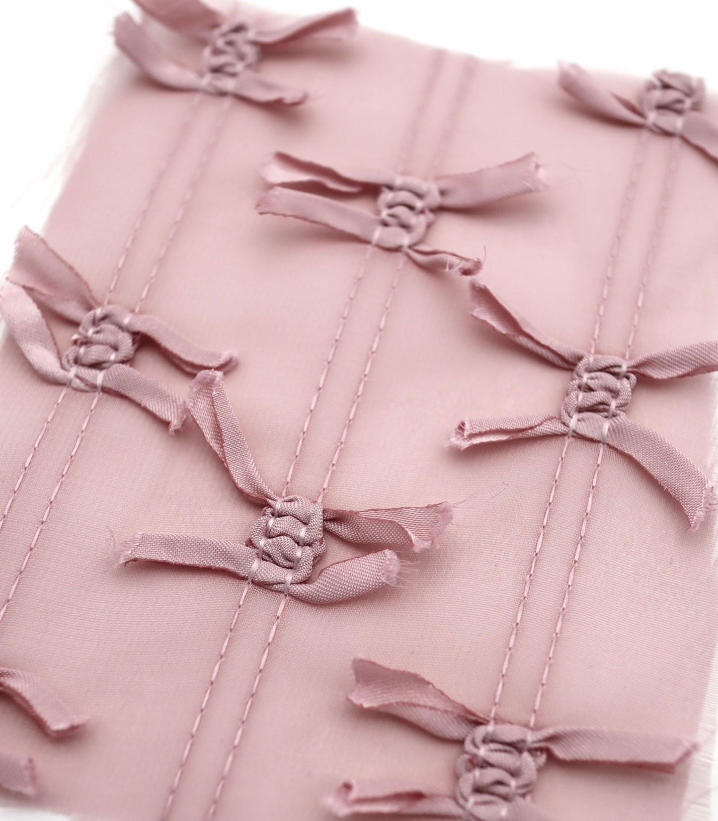 【25SS-143】サテンリボン付きストライプステッチシフォン　/0.5ｙあたり = ～1020円