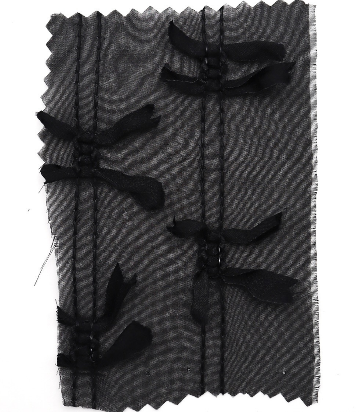 【25SS-143】サテンリボン付きストライプステッチシフォン　/0.5ｙあたり = ～1020円