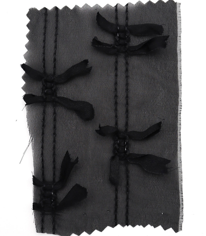 【25SS-143】サテンリボン付きストライプステッチシフォン　/0.5ｙあたり = ～1020円