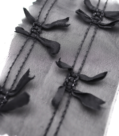 【25SS-143】サテンリボン付きストライプステッチシフォン　/0.5ｙあたり = ～1020円