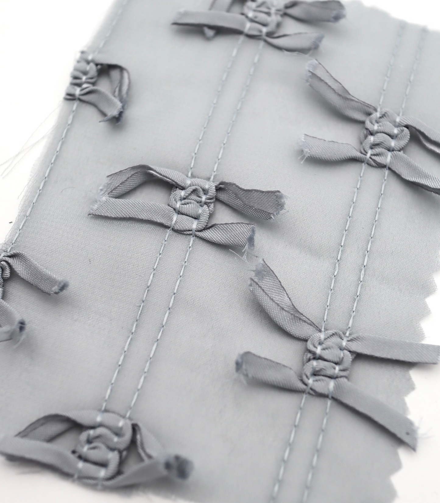 【25SS-143】サテンリボン付きストライプステッチシフォン　/0.5ｙあたり = ～1020円