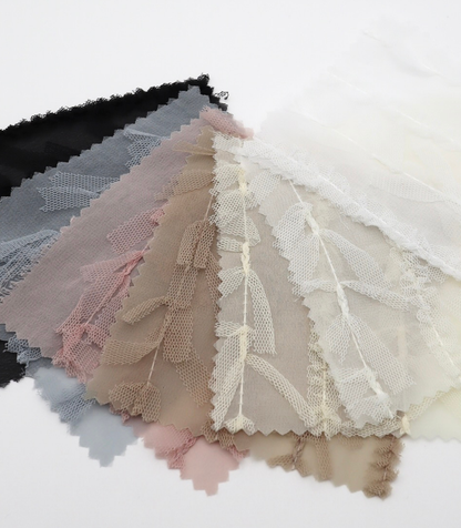 【25SS-063】チュールフリル×チュールリボン付きシフォン　/0.5ｙあたり = ～ 915円