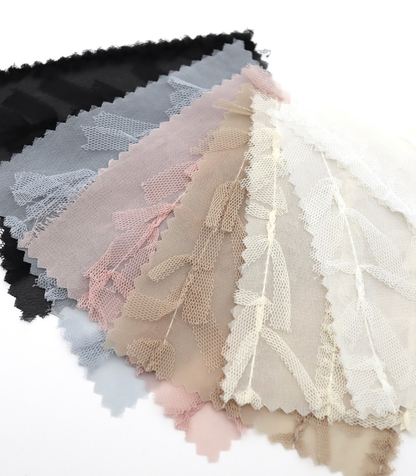 【25SS-063】チュールフリル×チュールリボン付きシフォン　/0.5ｙあたり = ～ 915円