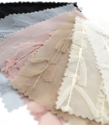 【25SS-063】チュールフリル×チュールリボン付きシフォン　/0.5ｙあたり = ～ 915円