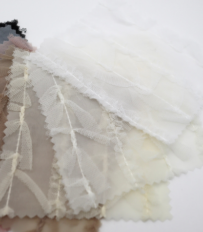 【25SS-063】チュールフリル×チュールリボン付きシフォン　/0.5ｙあたり = ～ 915円