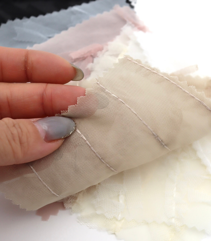 【25SS-063】チュールフリル×チュールリボン付きシフォン　/0.5ｙあたり = ～ 915円